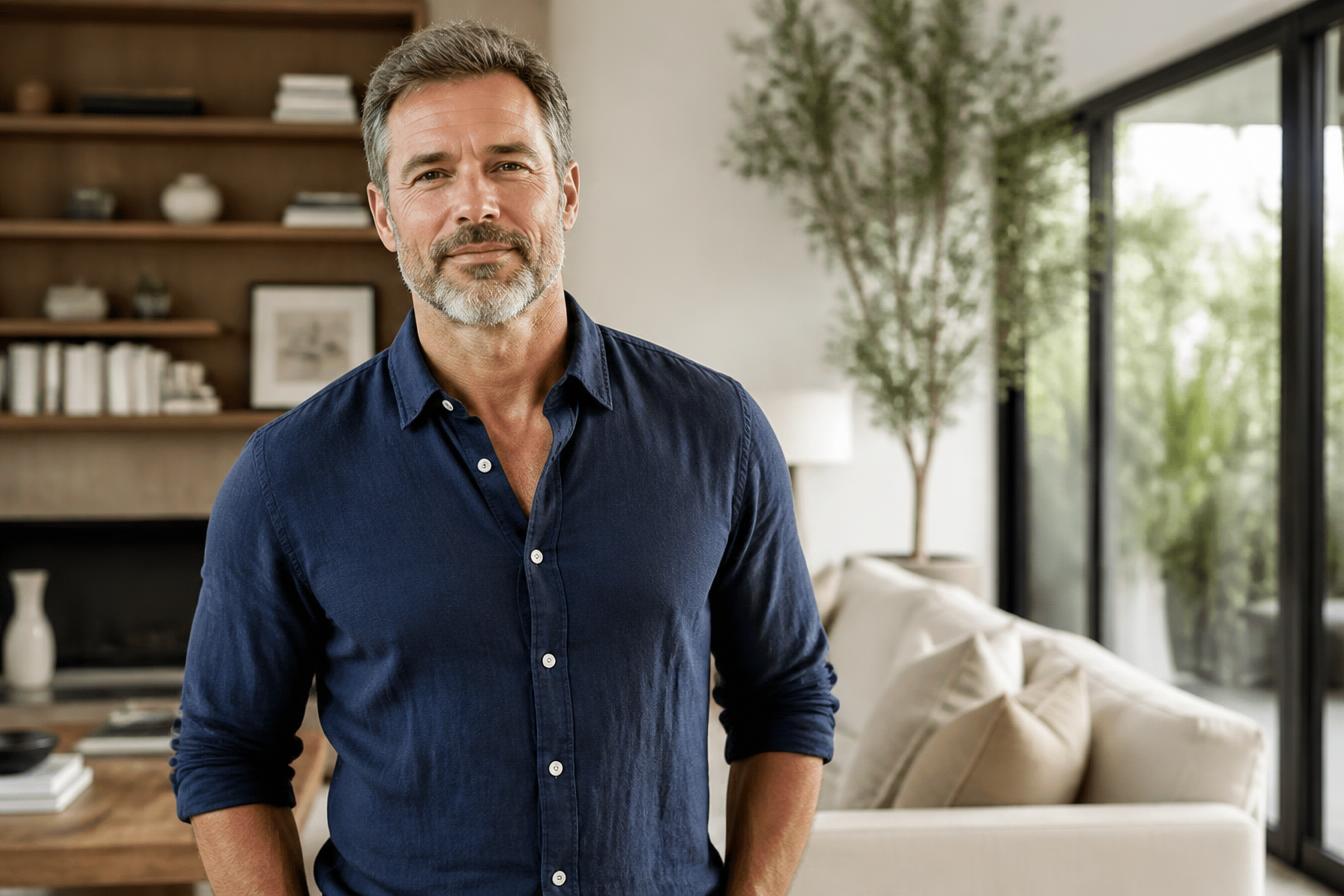 Middle-aged man at home, representing men’s health care at Hypergevity